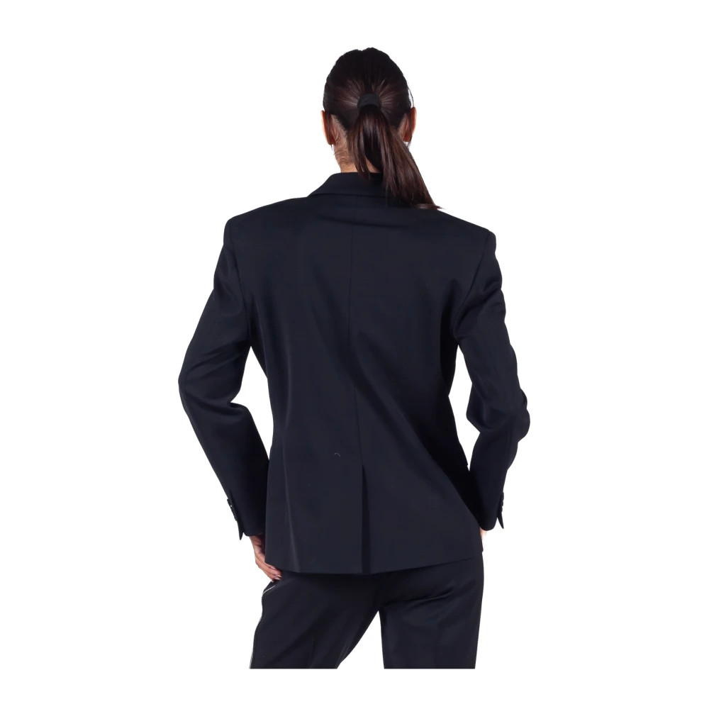 Msgm Zwarte Rits-Wollen Blazer Black Dames