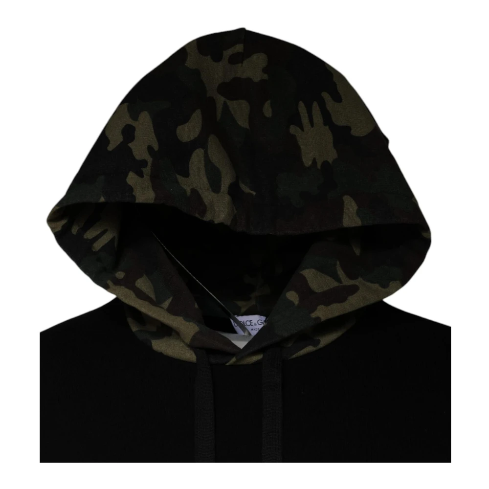 Dolce & Gabbana Camouflage hoodie met grote zak Black Heren