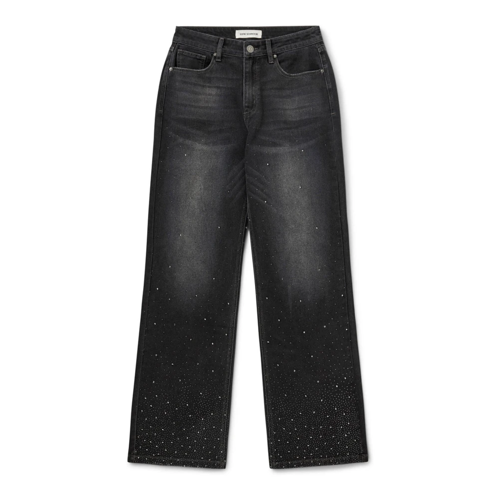 Sofie Schnoor Black Washed Straight-Leg Jeans With Stud Details - Female - Straight Fit Jeans - Xs - Jeans