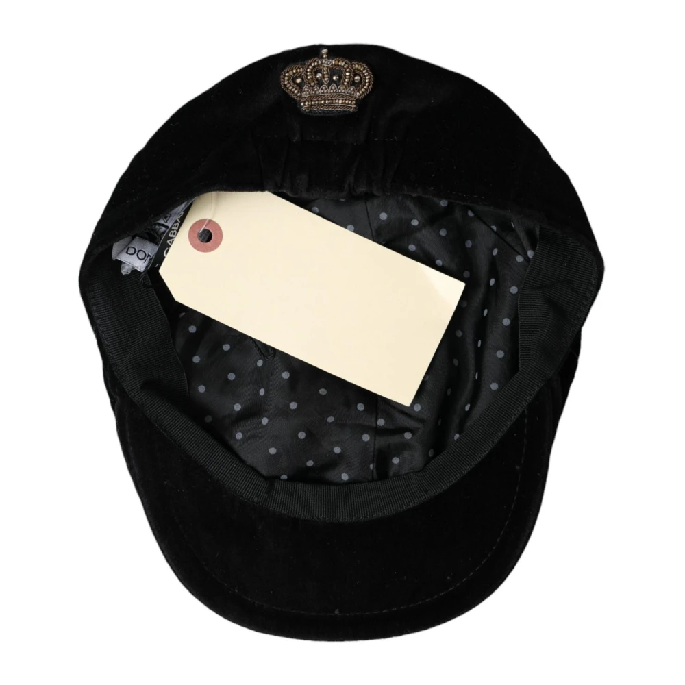 Dolce & Gabbana Zwarte Katoenen Newsboy Cap Black Heren