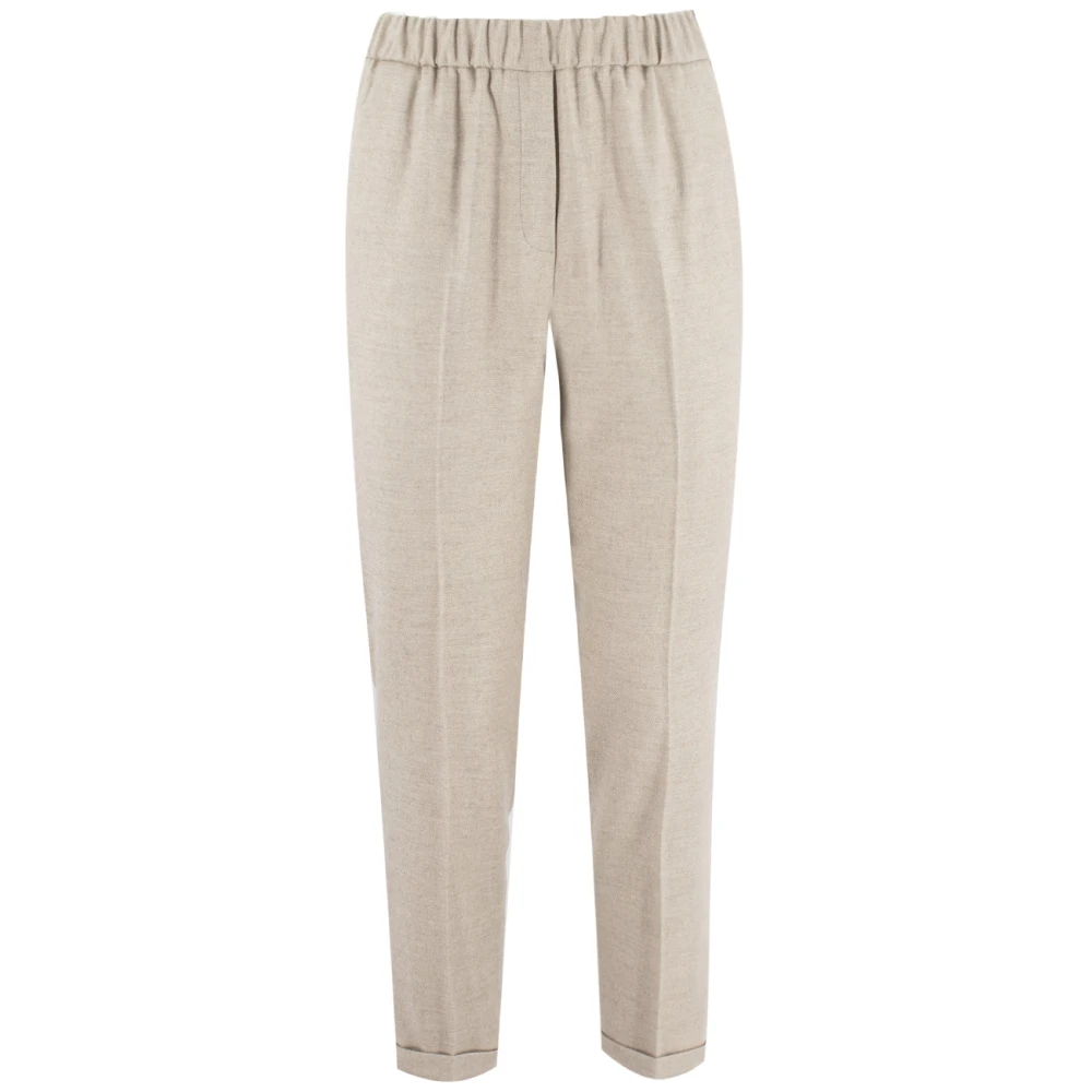 Antonelli Firenze Elegante Elastische Taille Straight Broek Beige Dames
