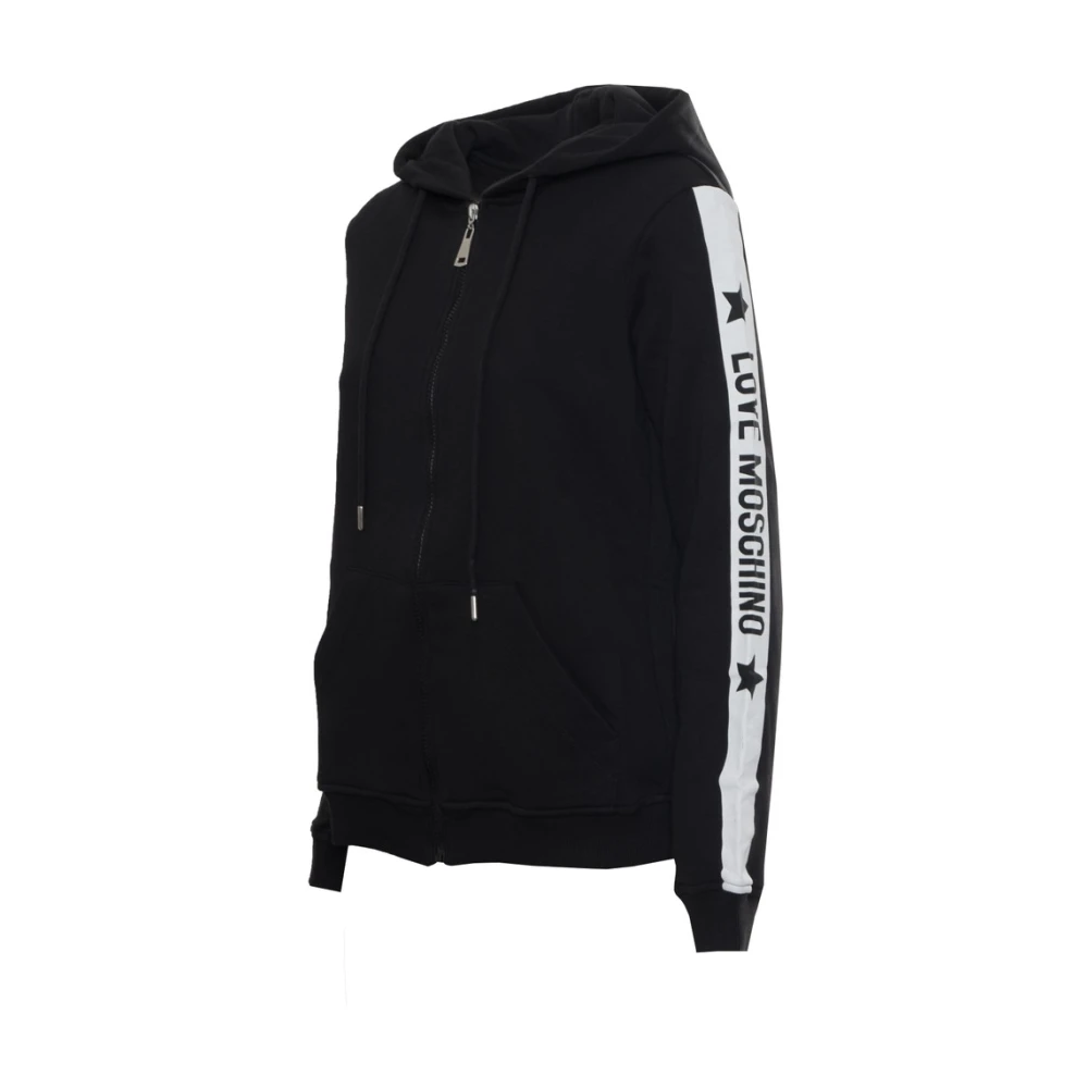 Moschino Katoenen Zip-Up Hoodie met Logo Black Dames