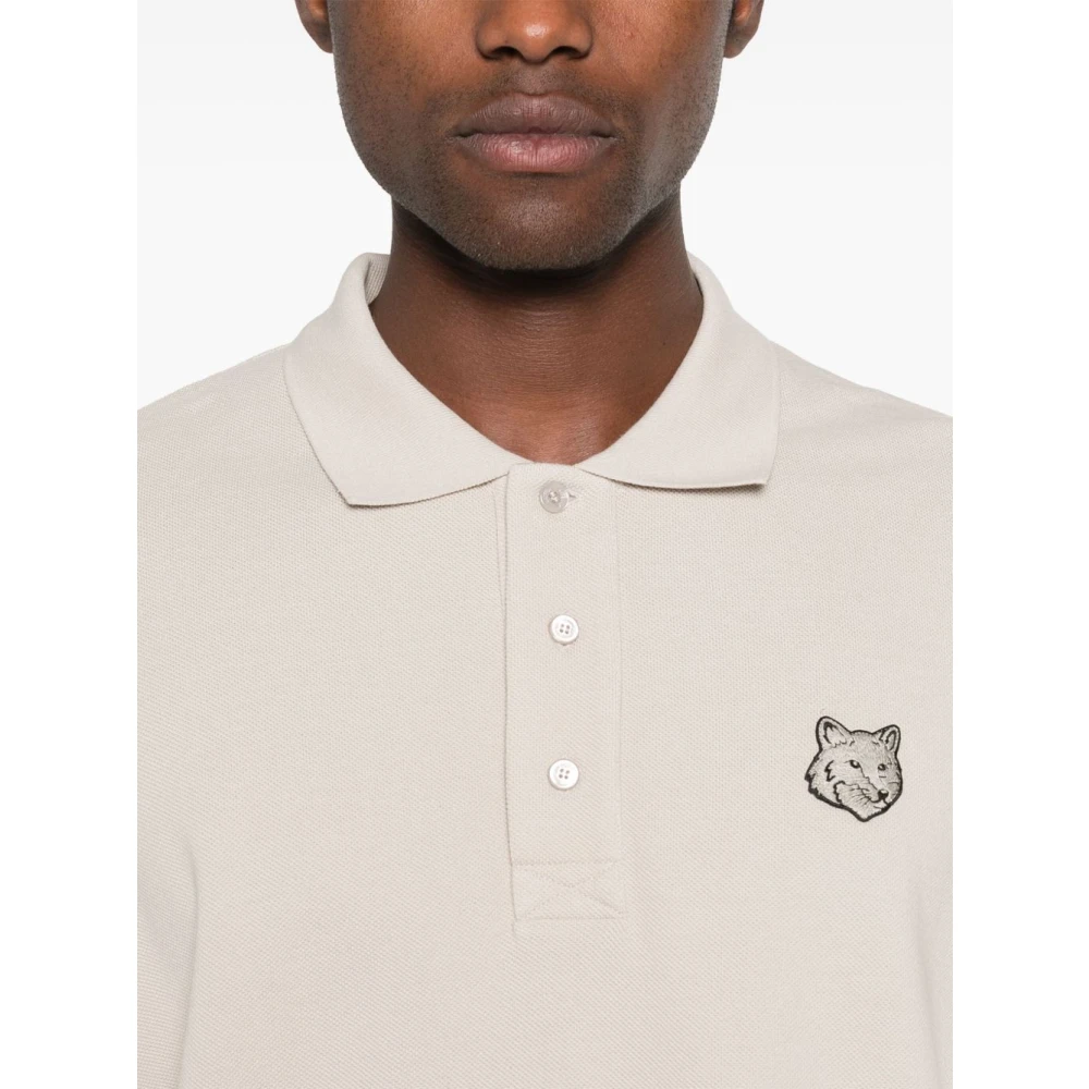 Maison Kitsuné Beige Vos Motief Knoop T-shirt Beige Heren