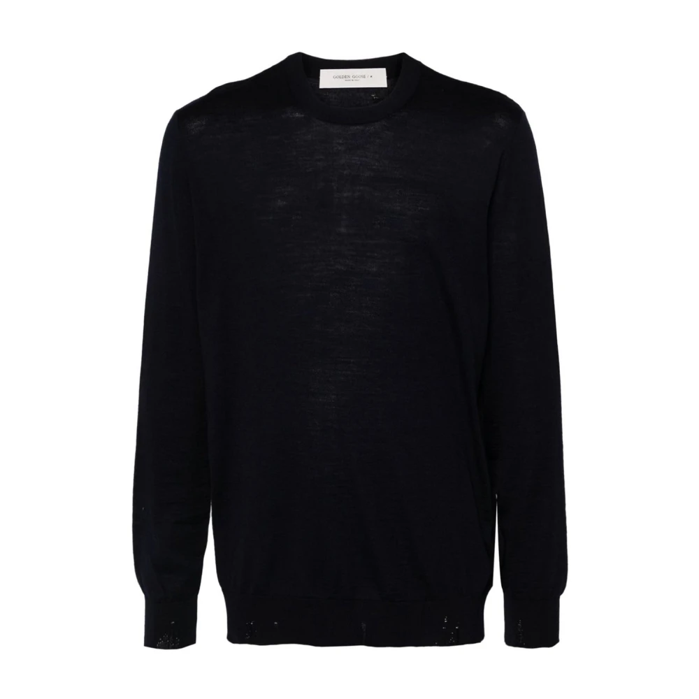Golden Goose Blue Wool Pullover Jumper Aw24 - Male - Round-Neck Knitwear - L - Knitwear
