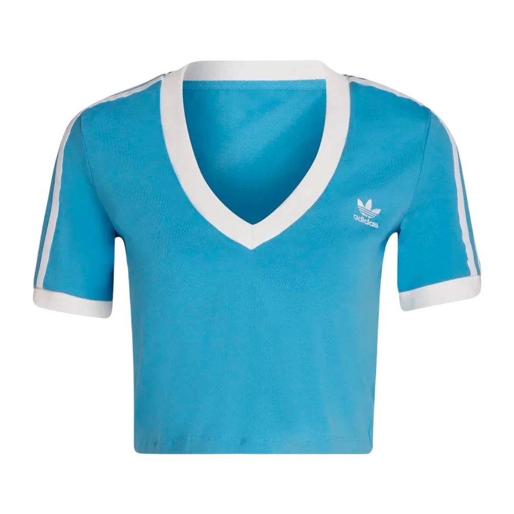 Adidas Ljusblå V-ringad T-shirt för kvinnor Blue, Dam