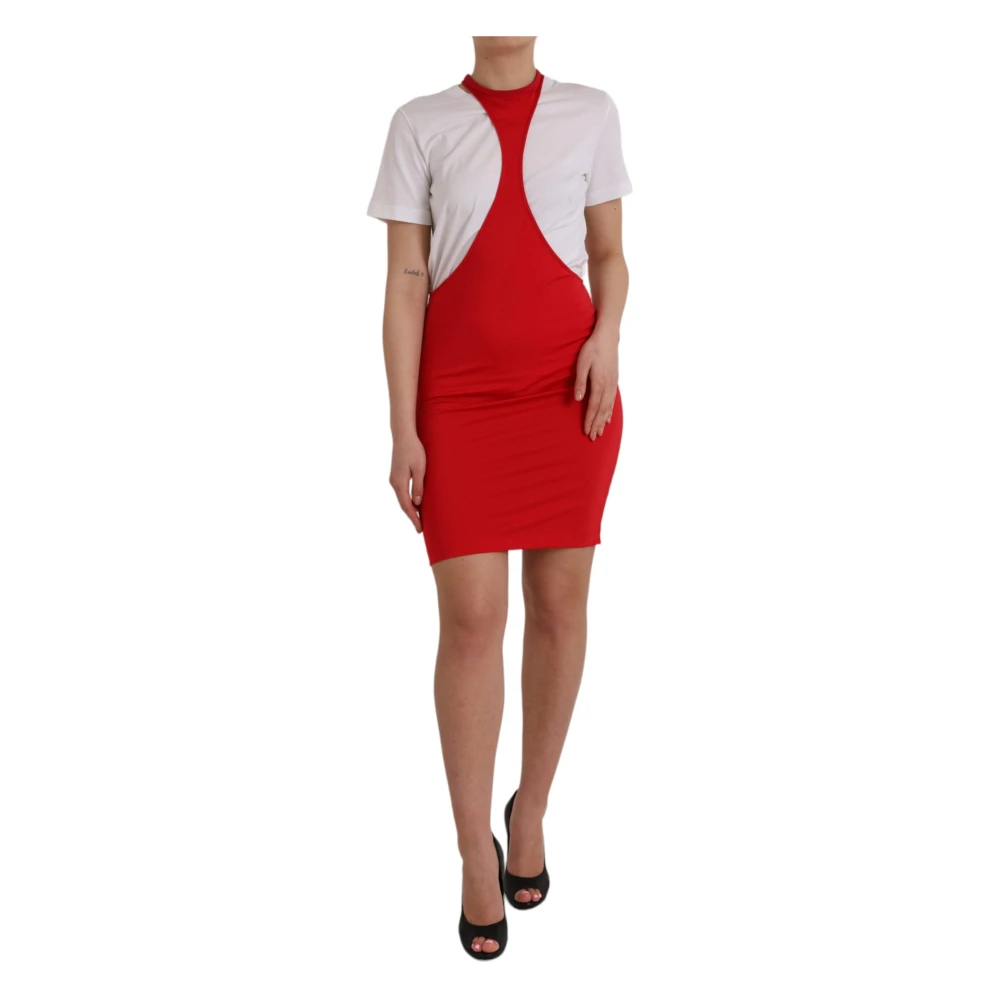 Dolce & Gabbana Rode Nylon Stretch Bodycon Mini Jurk Red Dames