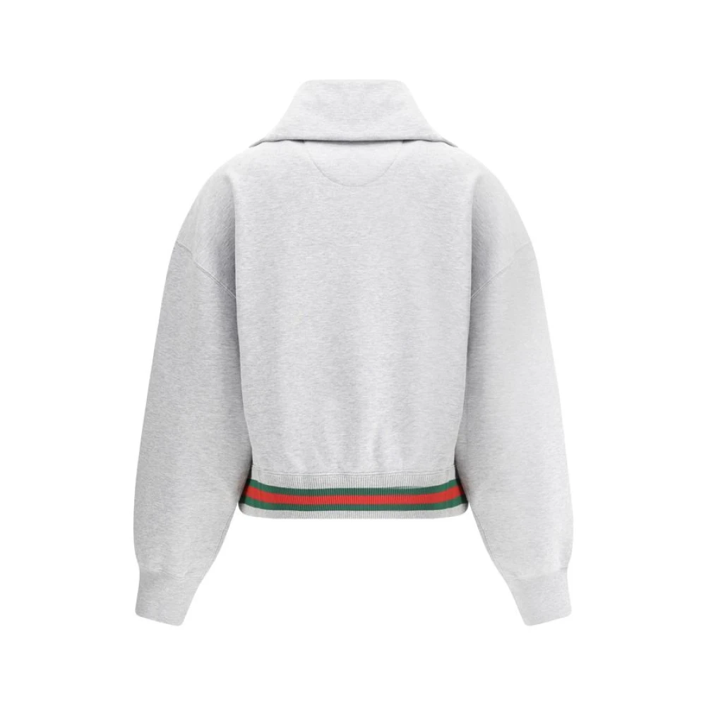 Gucci Sweatshirt met rits en kleurrijke merkbanden Gray Dames