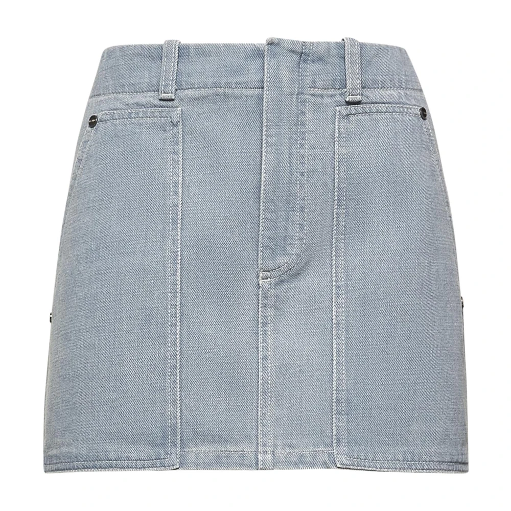 Fendi Blauwe Denim Maxi Zak Rok Blue Dames