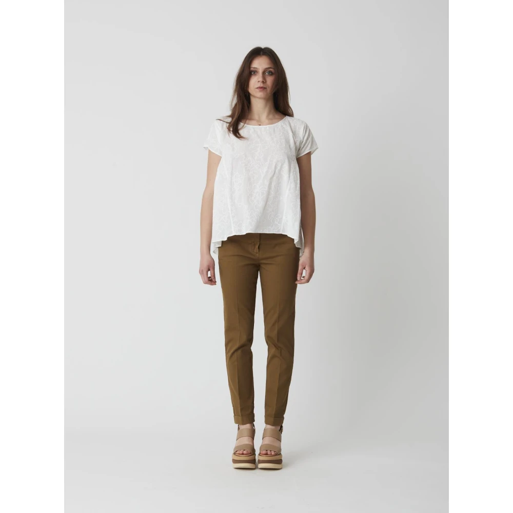 Manila Grace Korte Mouw Blouse White Dames