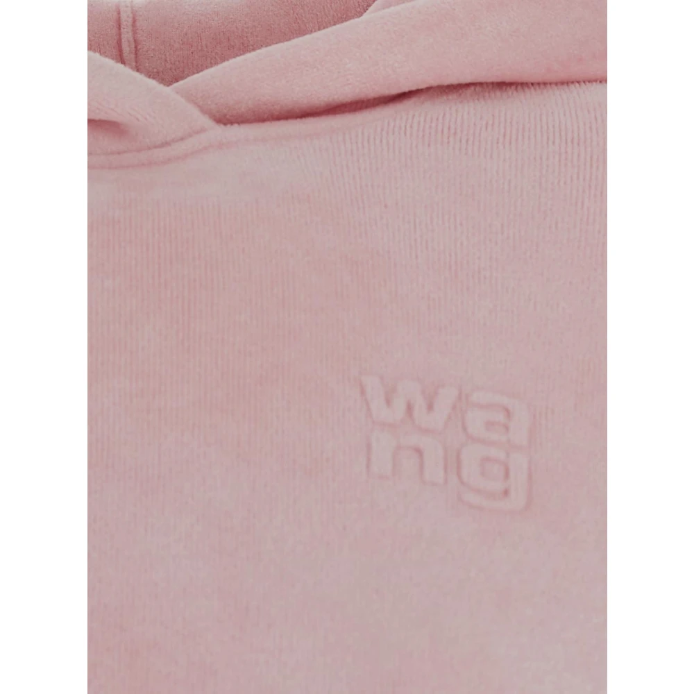 T by Alexander Wang Viscose Cropped Hoodie Pink Dames