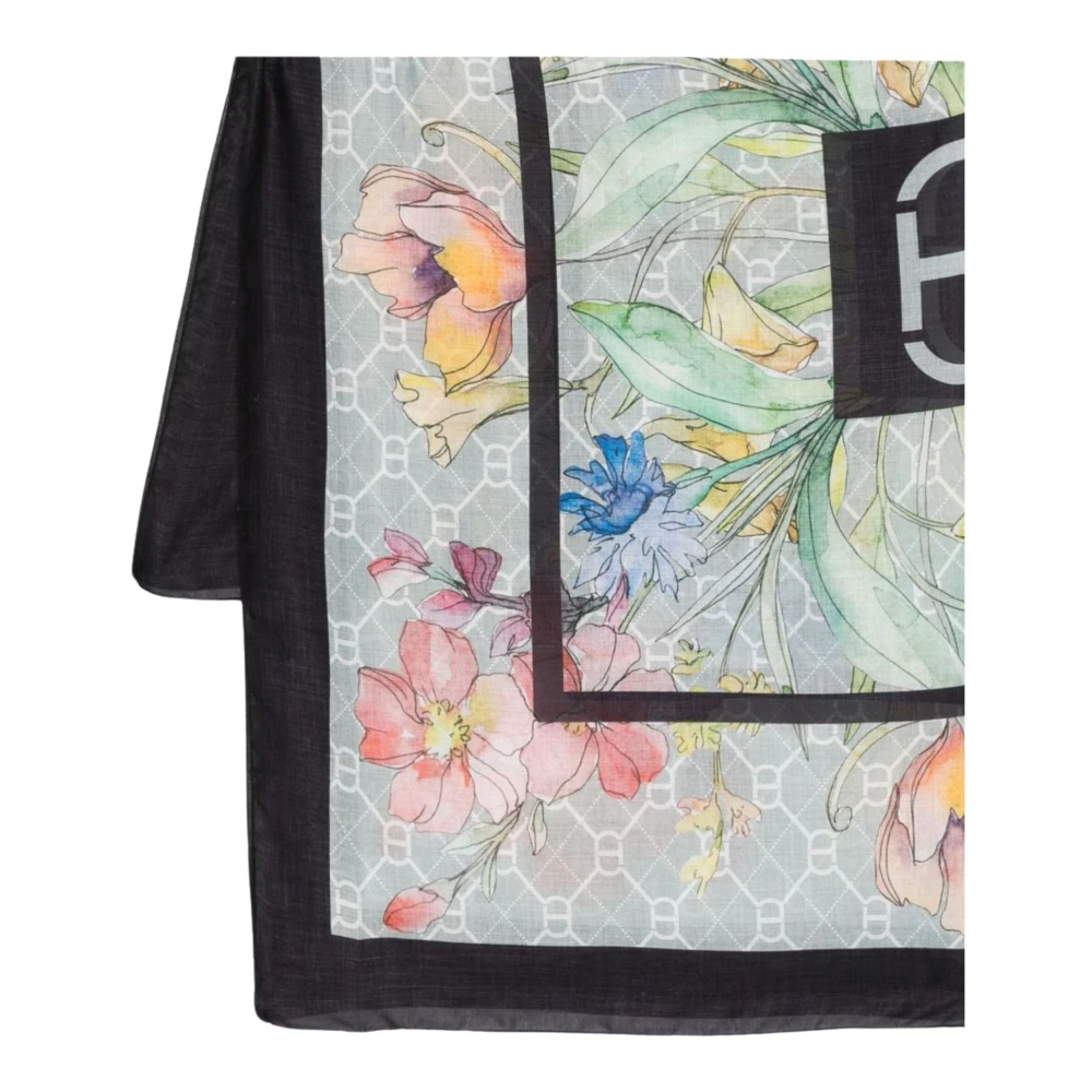 Twinset Zwart Gemengd Print Vierkante Top Multicolor Dames