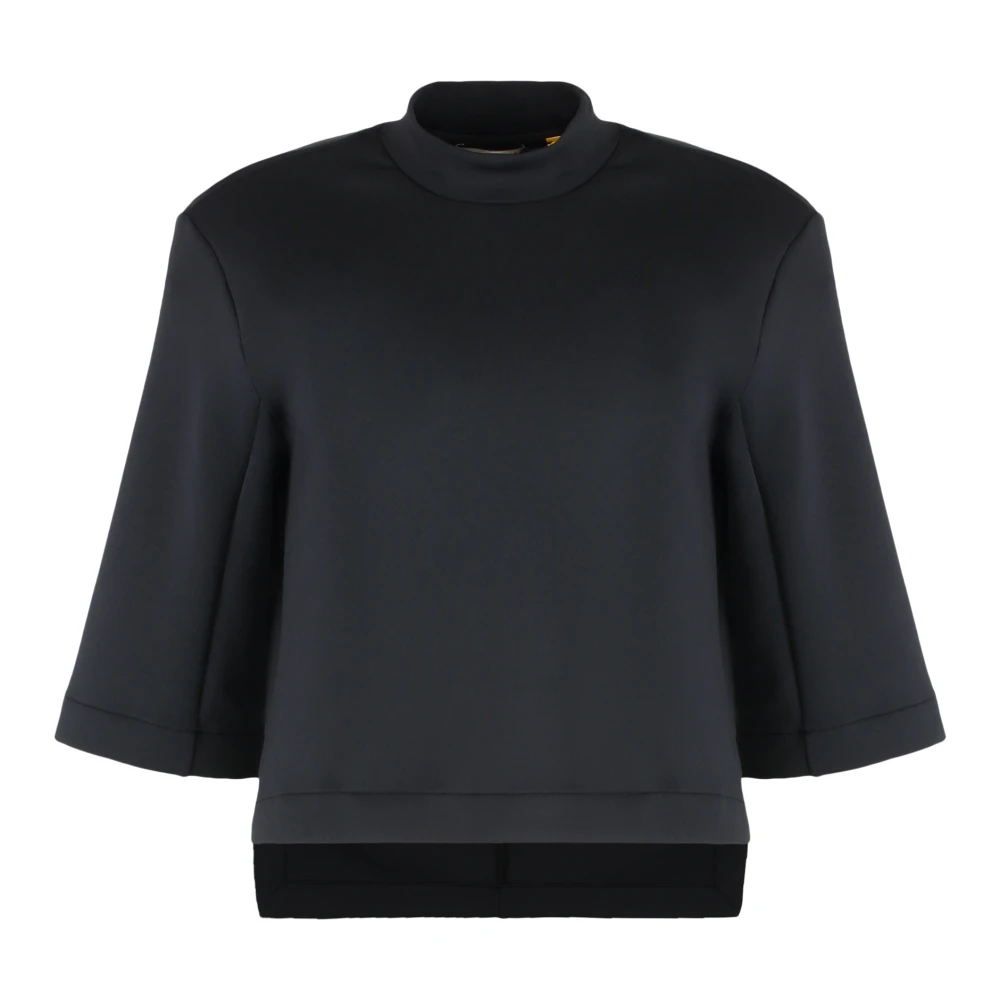Moncler Women's Black T-Shirts, S, Techno Fabric T-Shirt