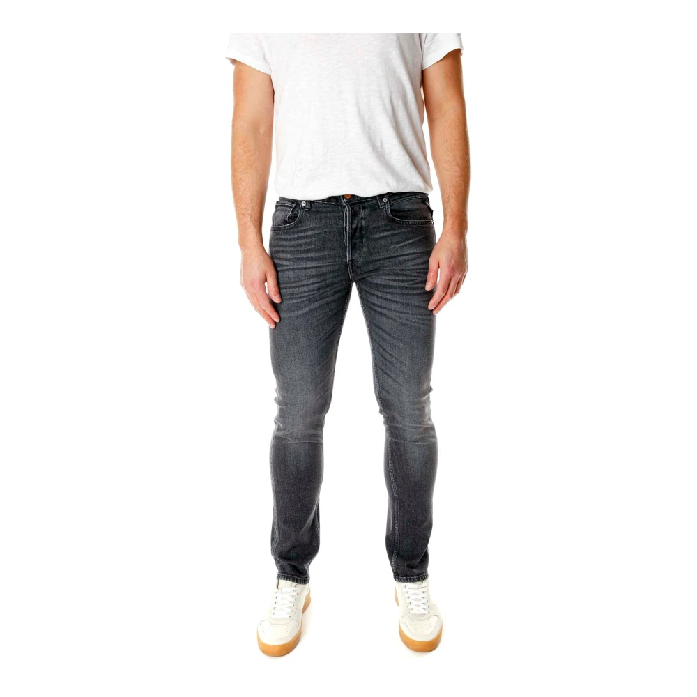 Replay Zwarte Straight Fit Jeans Gray Heren