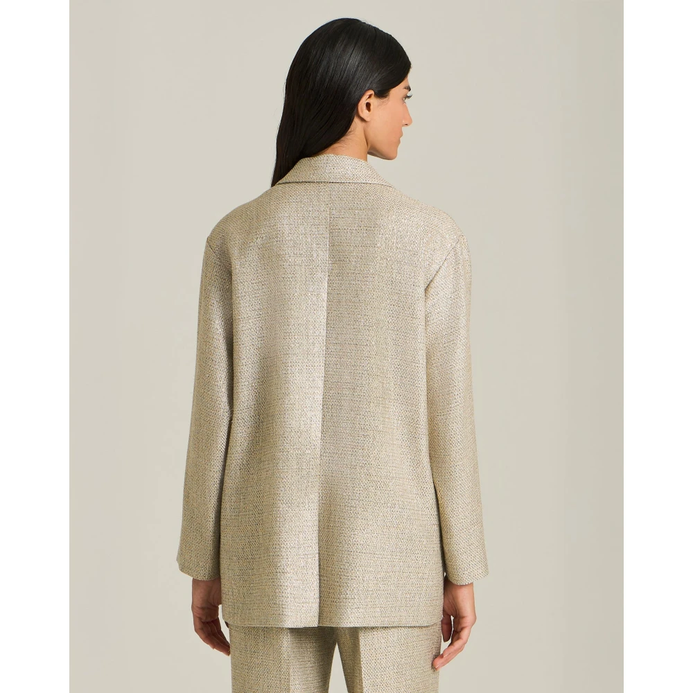 Kiton Lamé Effect Viscose Jas Beige Dames
