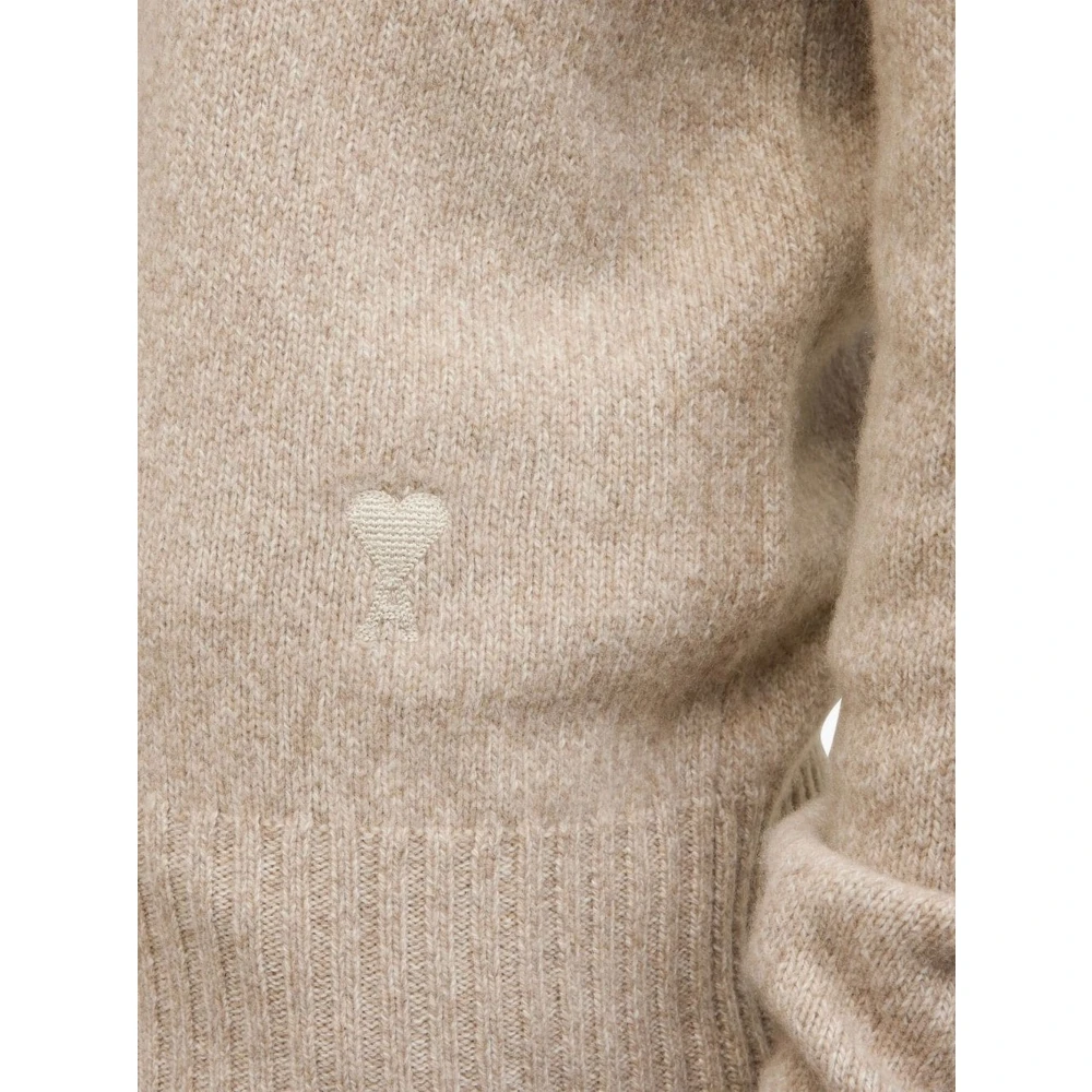Ami Paris Beige Geribde Trui Beige Heren