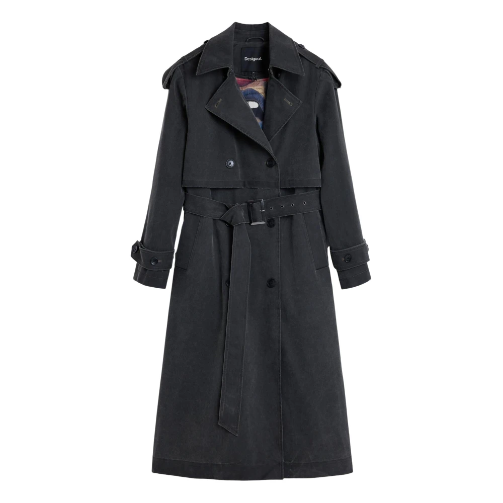 Desigual Women's Gray Trench Coats, M, Chaq Trench Reprise