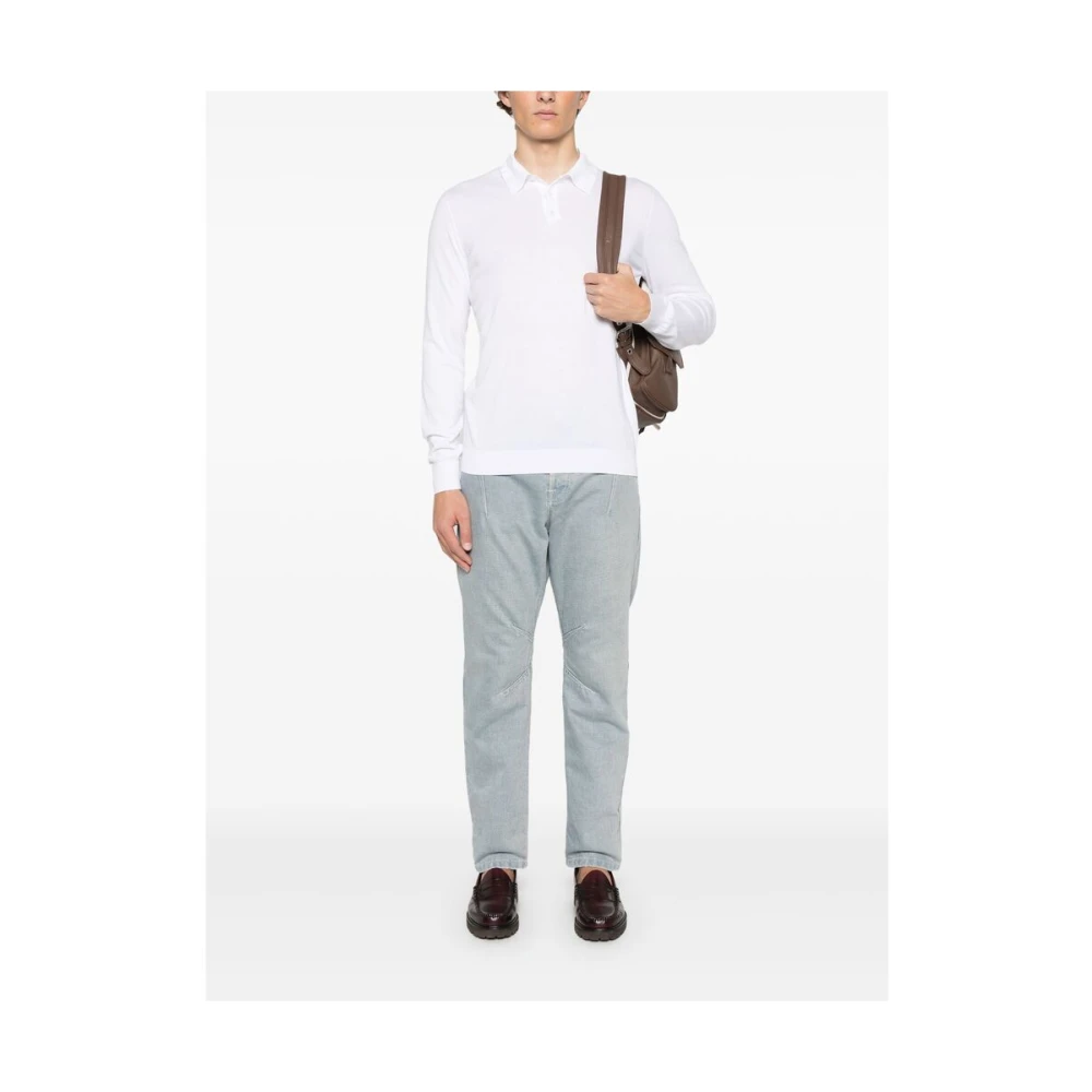 Fedeli Witte Trui met Knoopsluiting en Lange Mouwen White Heren