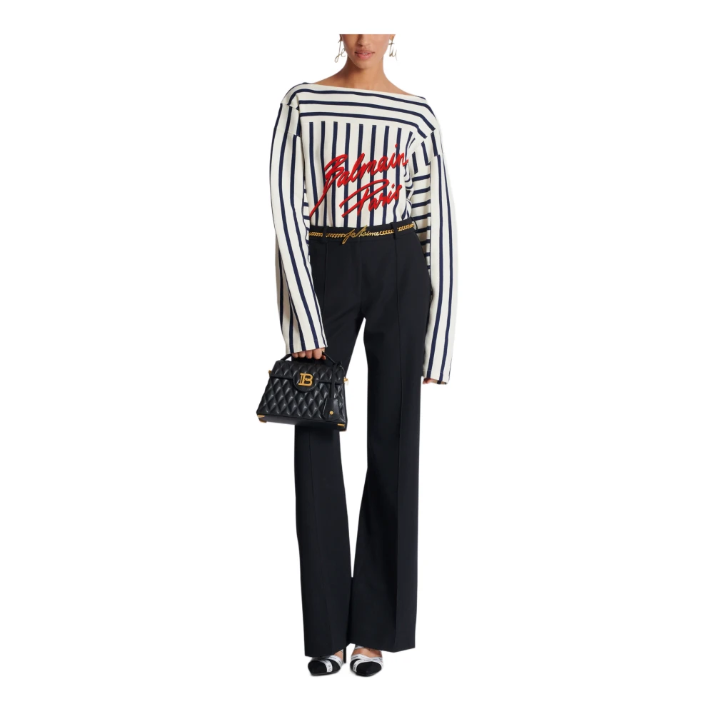 Balmain Gestreepte baseball shirt met lange mouwen Multicolor Dames