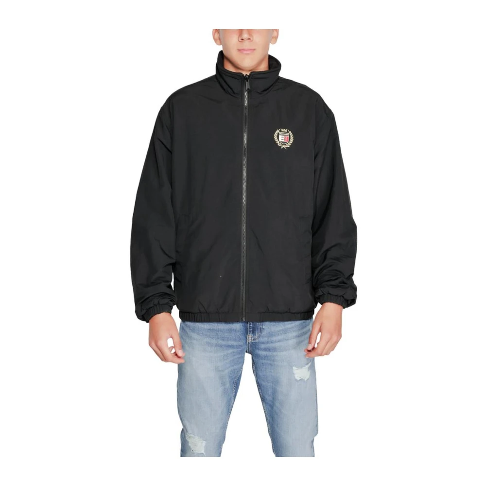 Tommy Jeans Zwarte Polyesterjas Heren Herfst Winter Collectie Black Heren