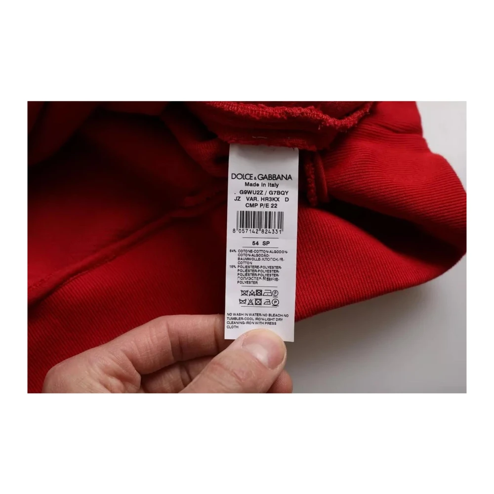 Dolce & Gabbana Logo Katoen Ronde Hals Sweater Red Heren