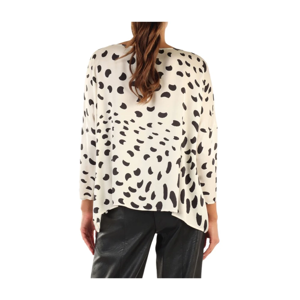 Manila Grace Lange Mouw Blouse White Dames