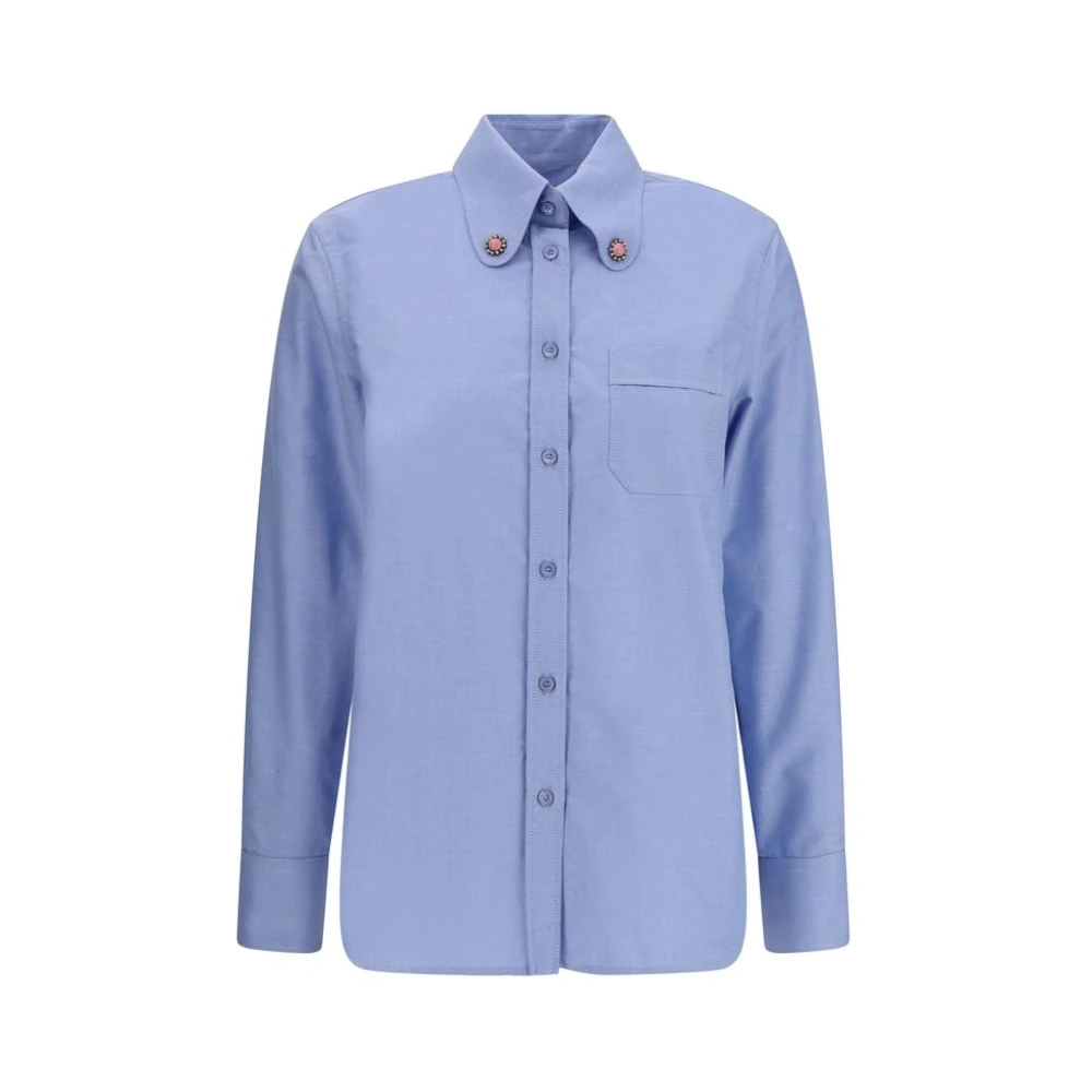 Valentino Elegante Strass Kraag Shirt Blue Dames