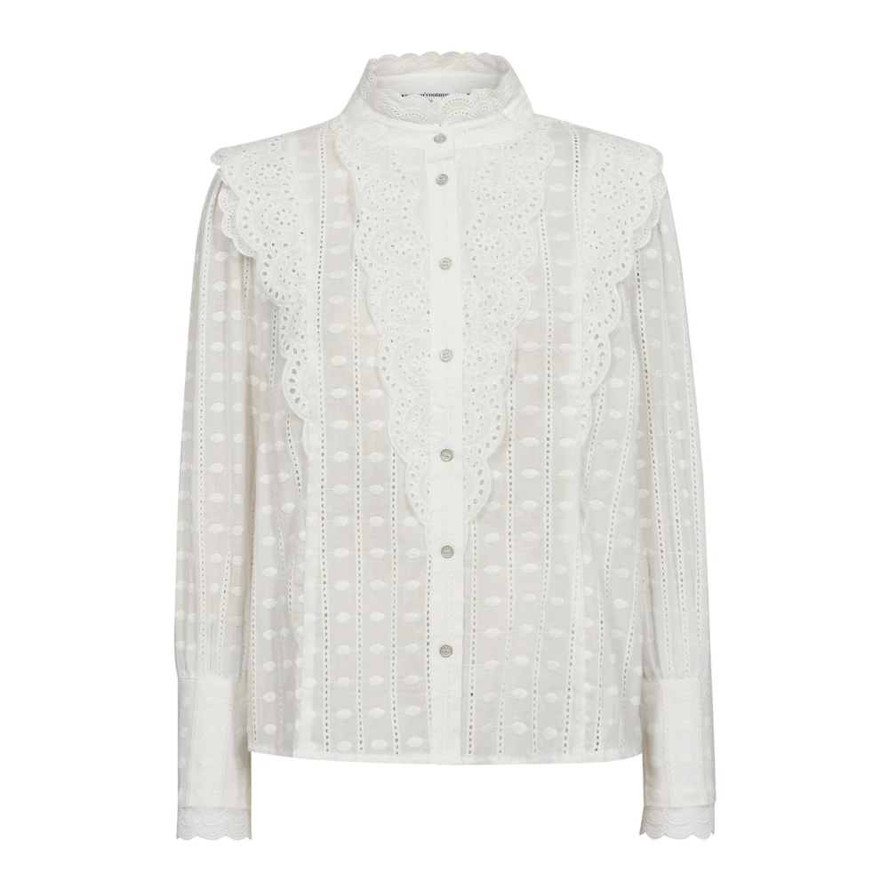 Co'Couture Chaincc Dot Anglaise Shirt Blouse White Dames