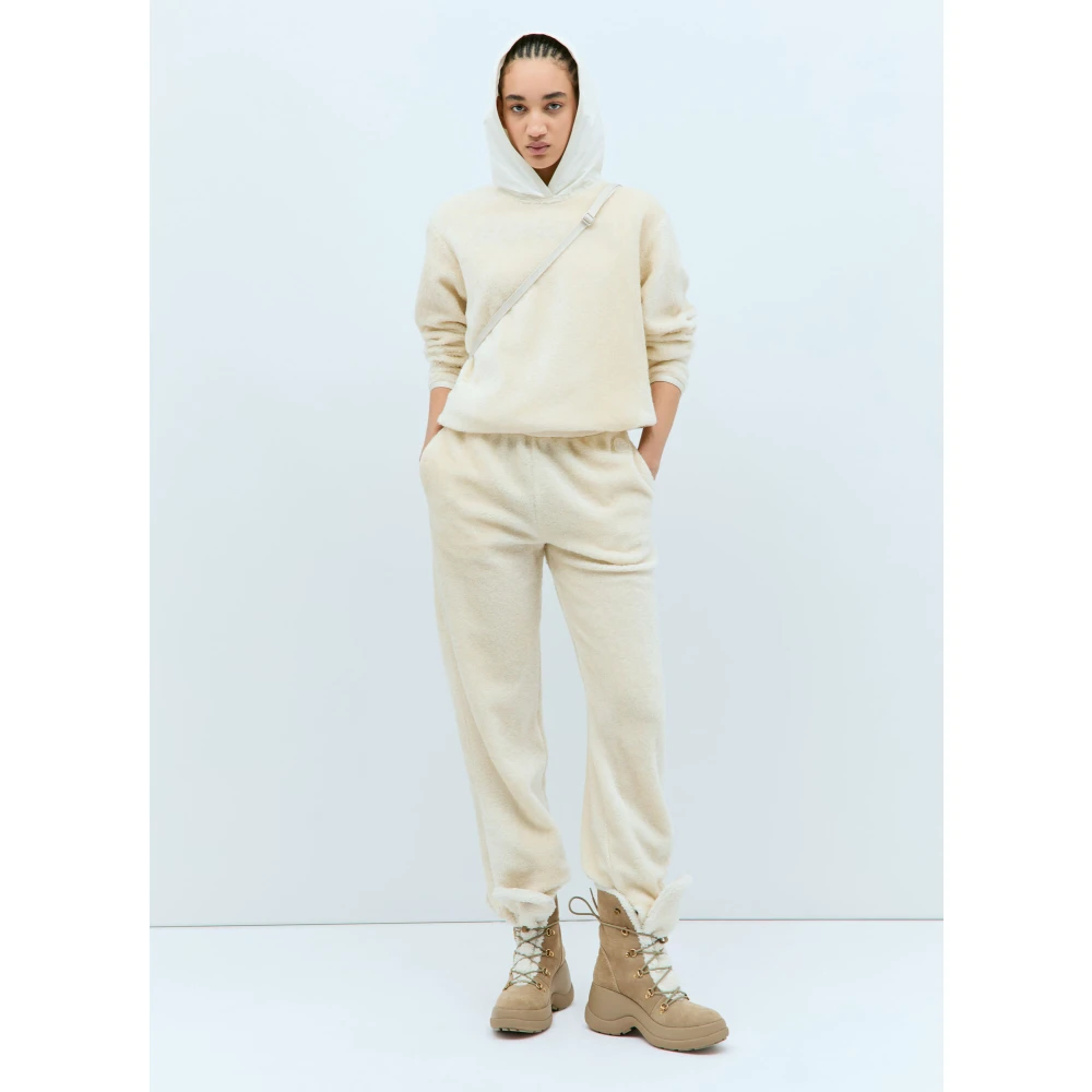 Moncler Teddy Hoodie met Logo Patch Beige Dames