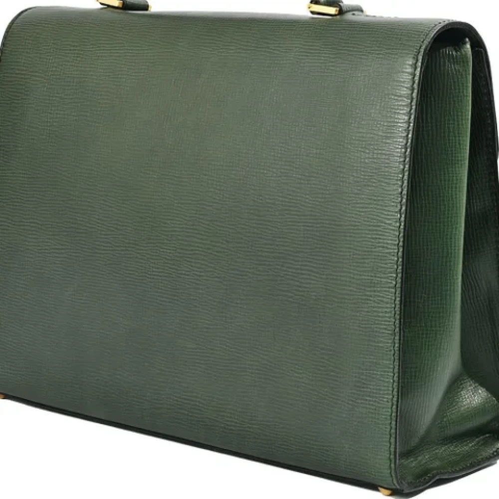 Celine Vintage Pre-owned Leather handbags Green Dames