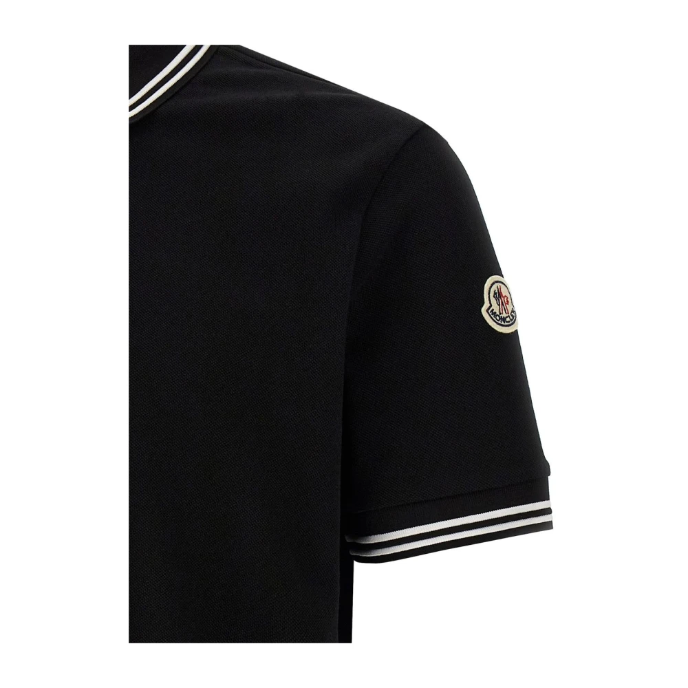 Moncler Zwarte Polo Shirt Korte Mouw Black Heren