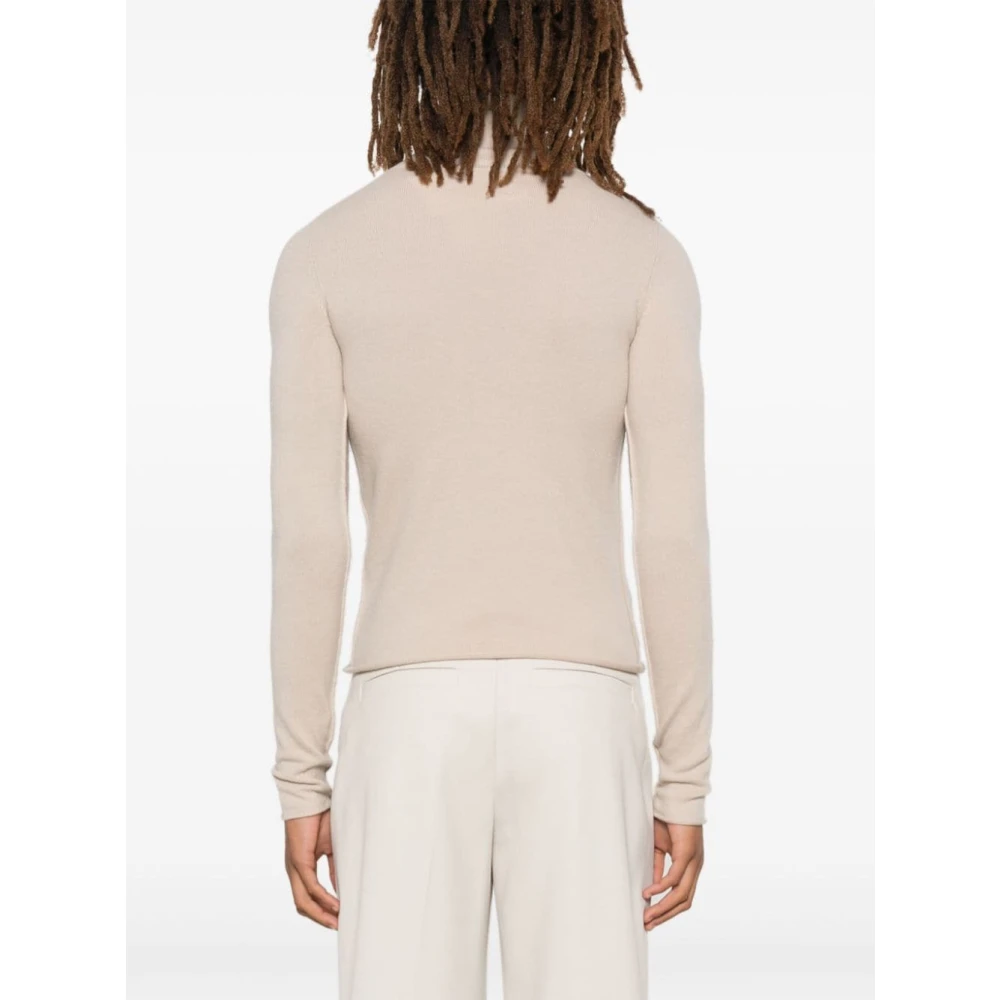 Extreme Cashmere Beige Geribbelde Trui met Hoge Hals Beige Dames