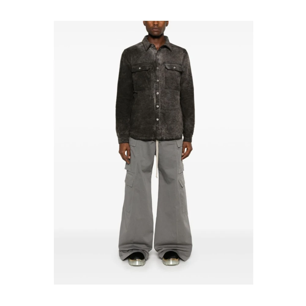 Rick Owens Gewatteerd denim jack Gray Heren
