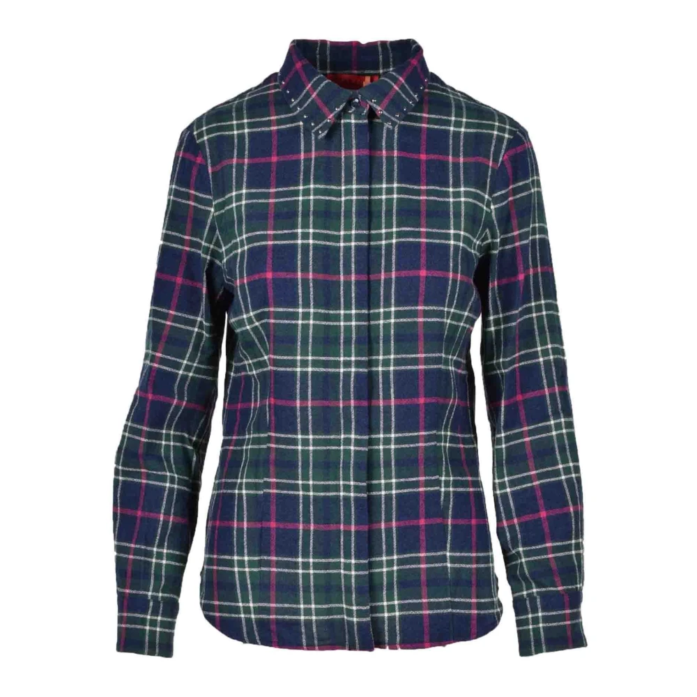 Max & Co Blauw geruite overhemd met lange mouwen Blue Dames