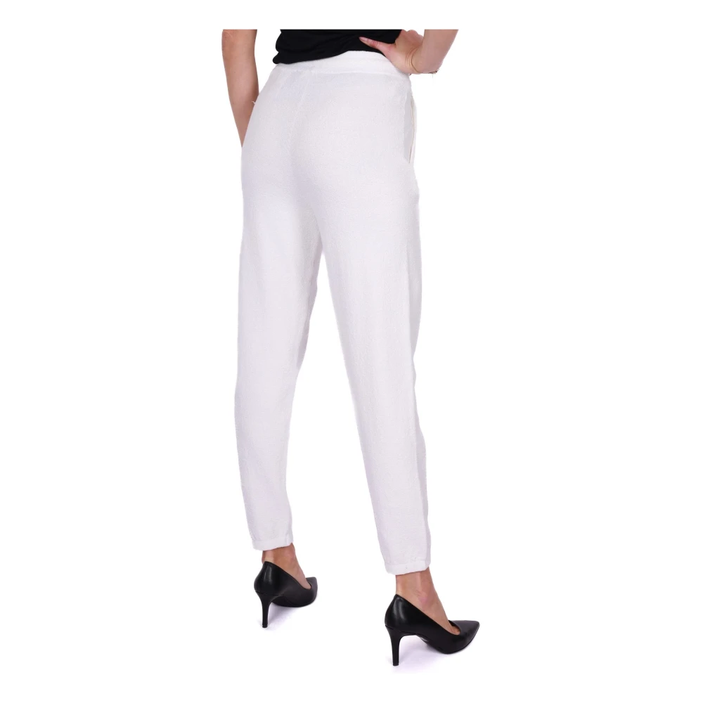 Elisabetta Franchi Witte katoenen joggerbroek met logo White Dames