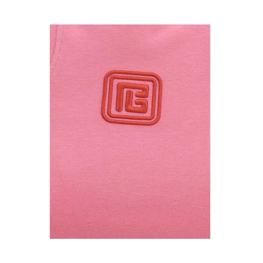 Balmain Geborduurde Logo Cropped Top Pink Dames