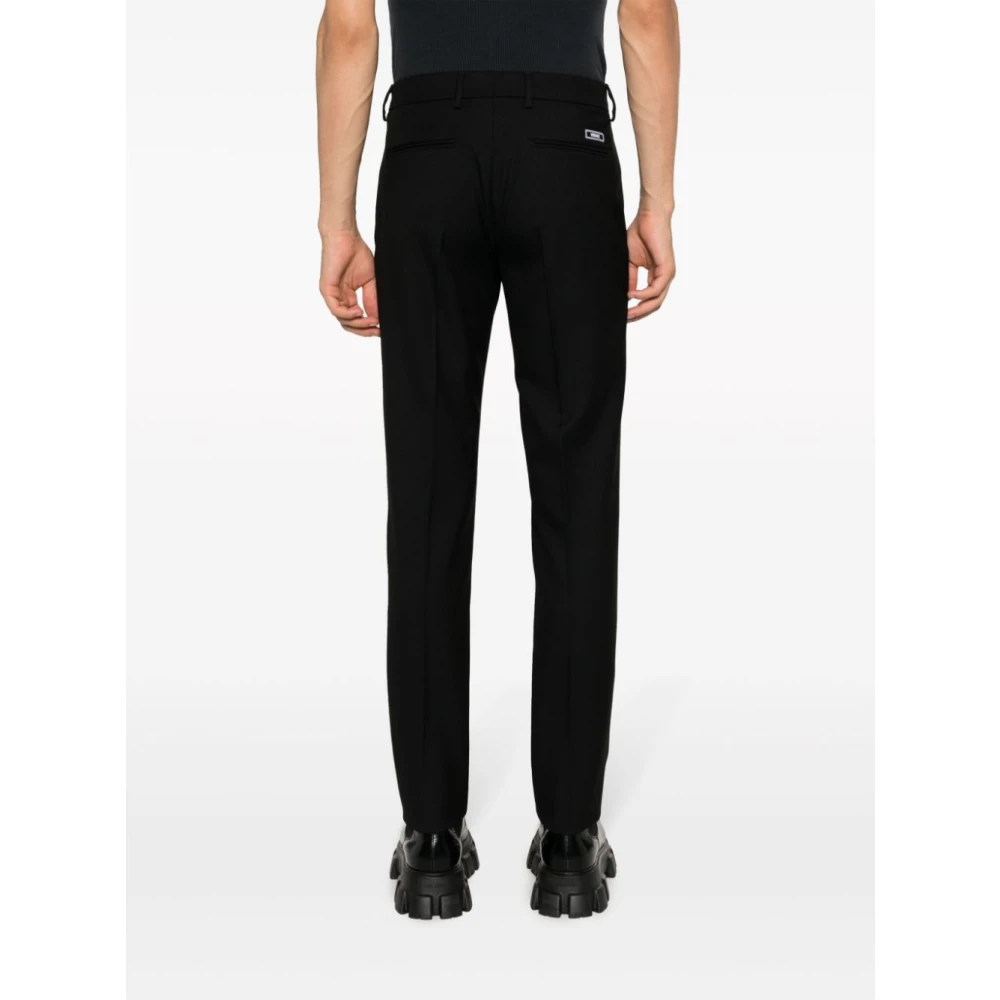 Versace Zwarte Wollen Twill Broek Black Heren