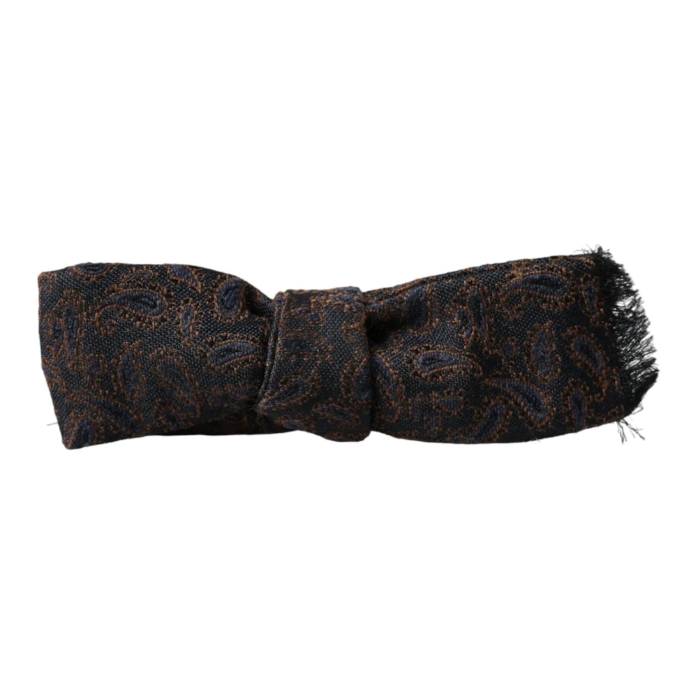 Dolce & Gabbana Verstelbare Hals Mannen Vlinderdas Bruin Zijde Wol Brown Heren
