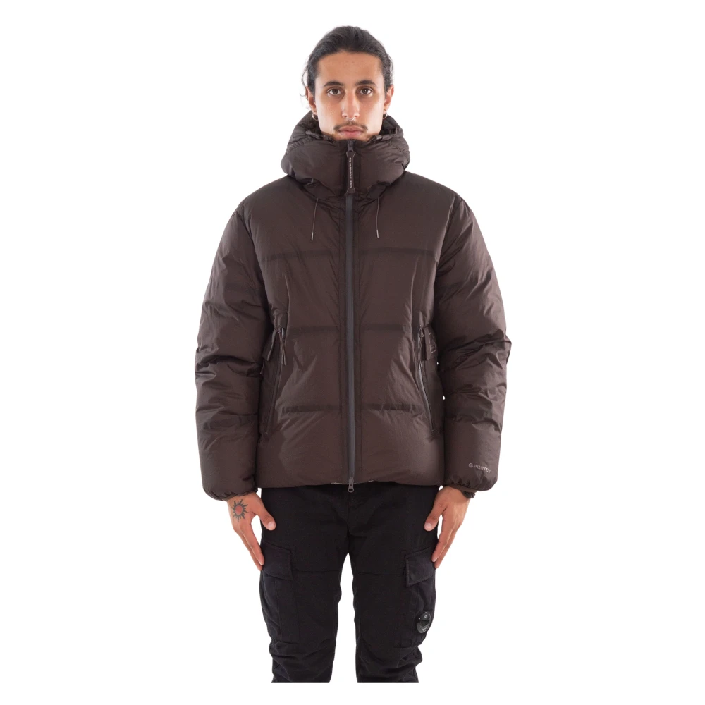 C.P. Company Gewatteerde jas met capuchon in Pertex-stijl Brown Heren