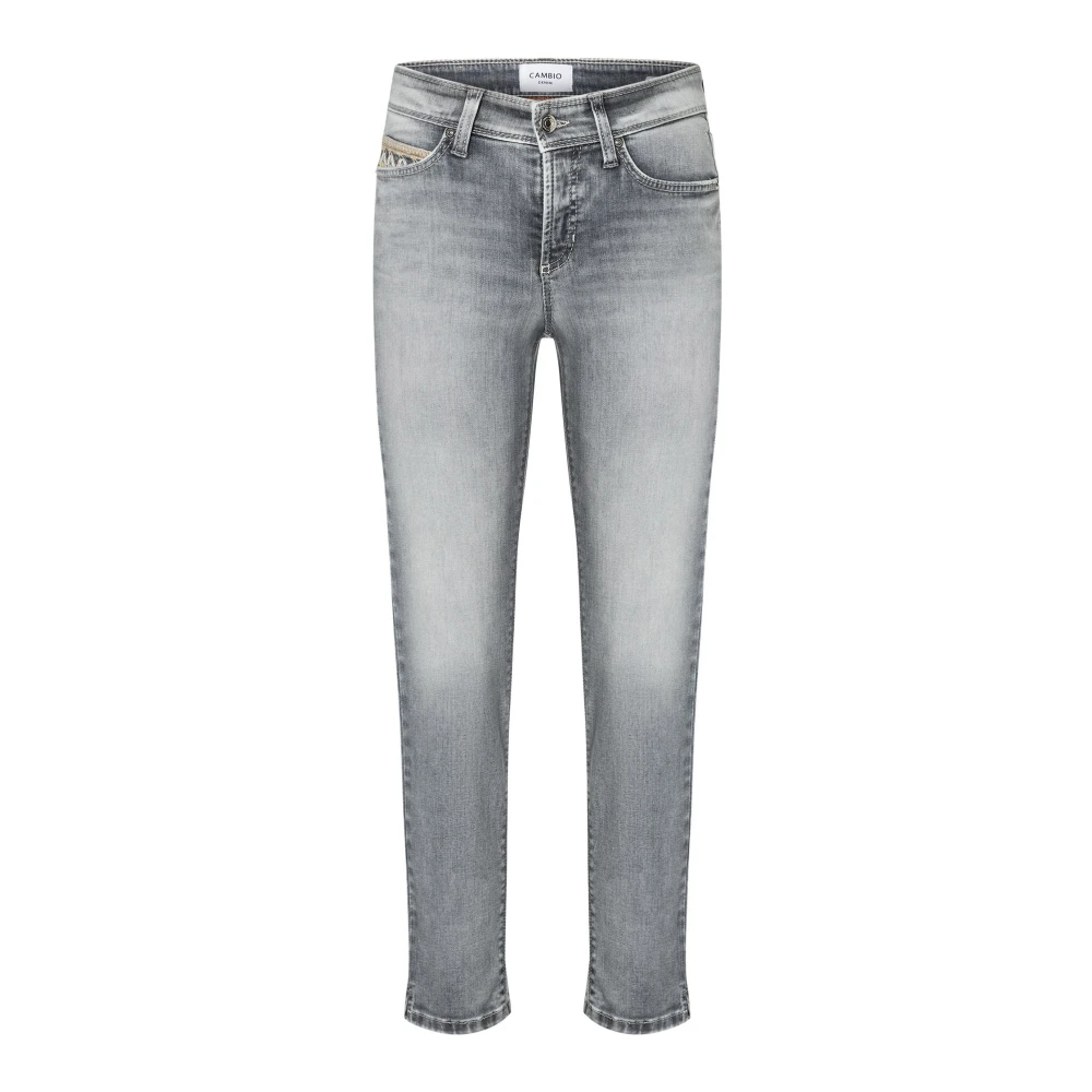 CAMBIO Slim-Fit Light Grey Denim Jeans Gray Dames