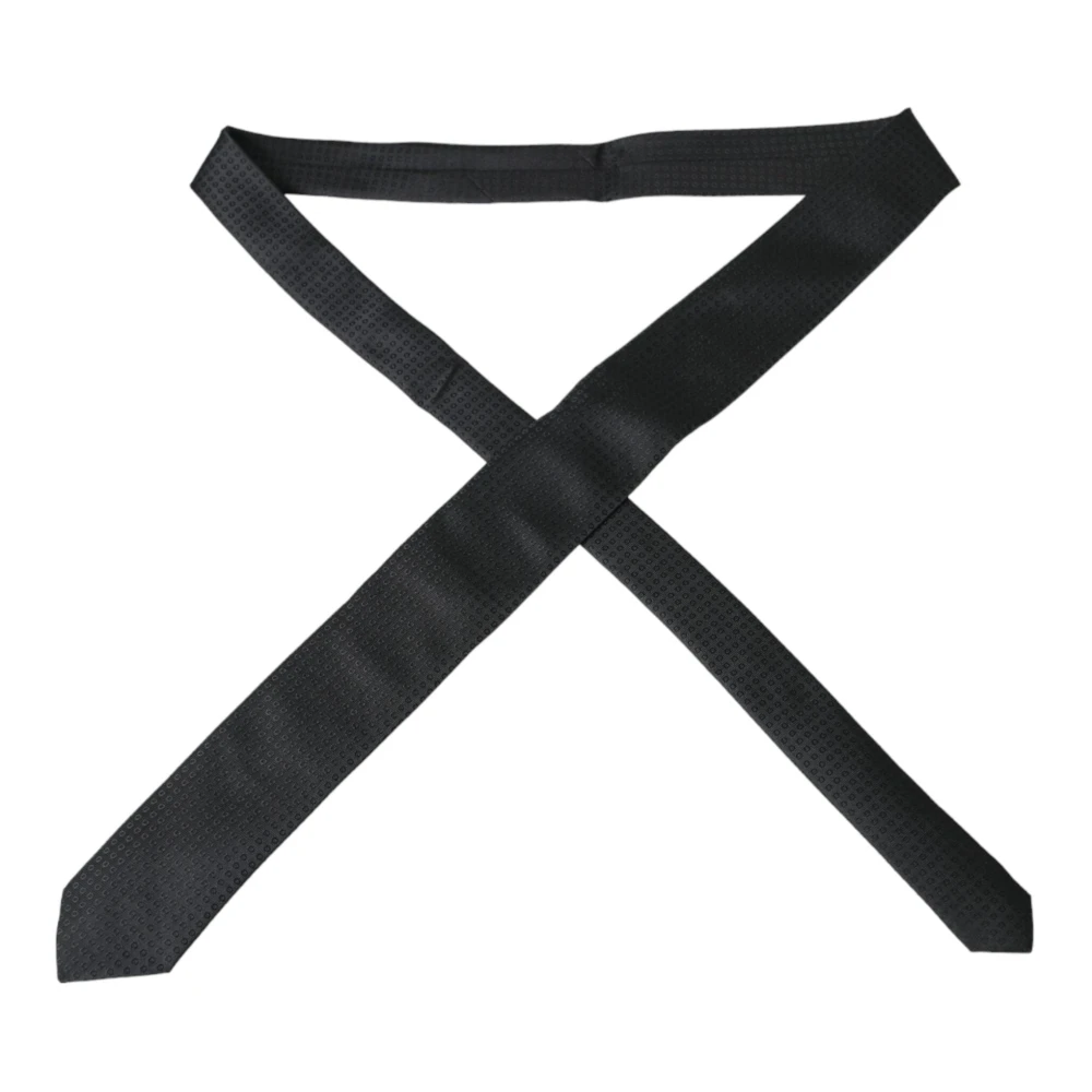 Dolce & Gabbana Staff Patroon Katoenen Stropdas met Gezichtsmasker Black Heren