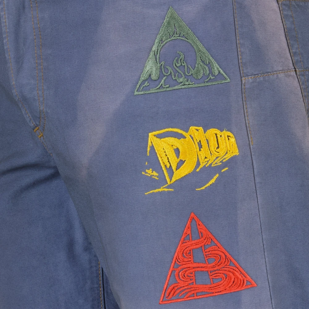 Dior Blauwe Gewassen Straight Cut Jeans Blue Heren