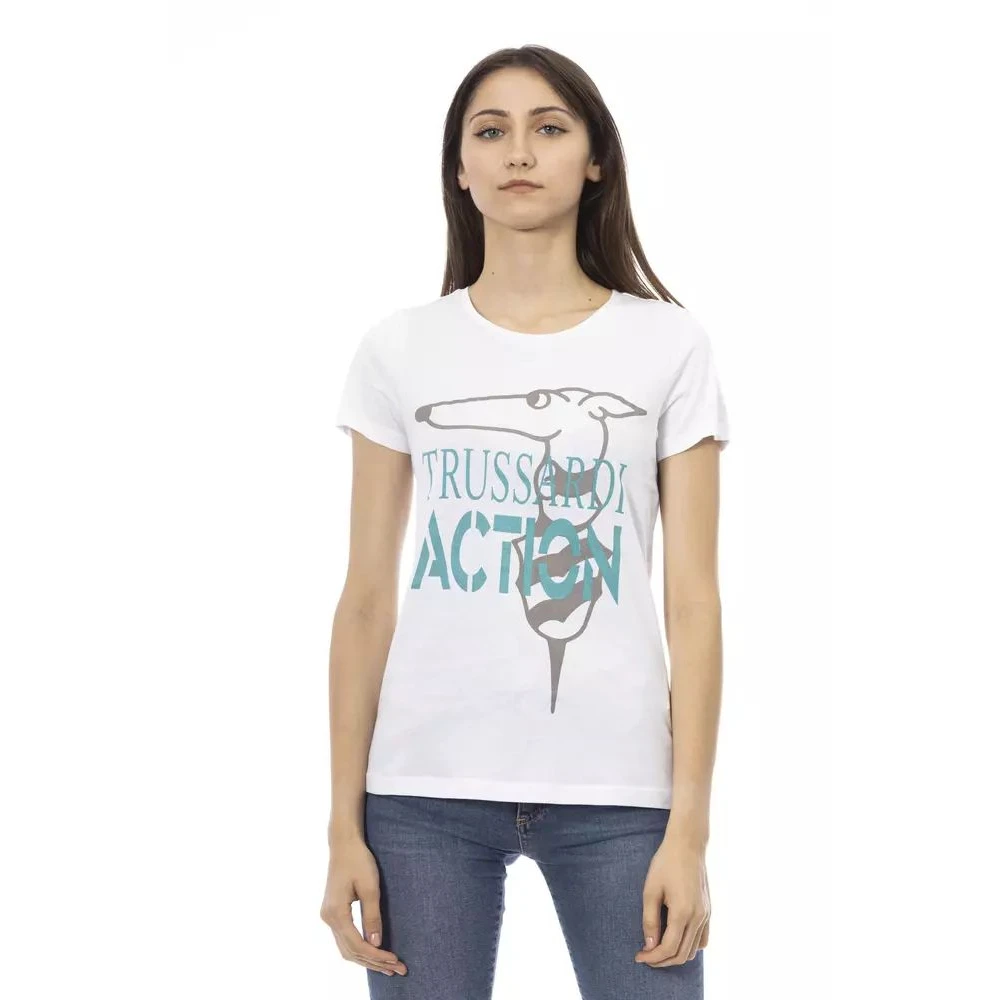 Trussardi Women's White T-Shirts, S, Elegant Printed Tee Shirt