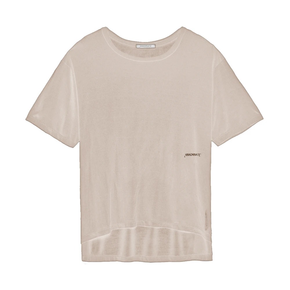 Hinnominate Oversized Modal T-shirt voor Dames met Logo Print Beige Dames