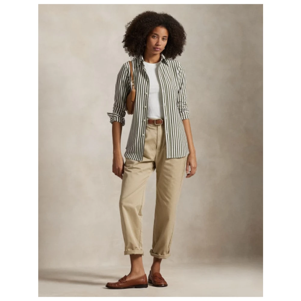 Polo Ralph Lauren Gestreept Polo Gebreid Overhemd Green Dames