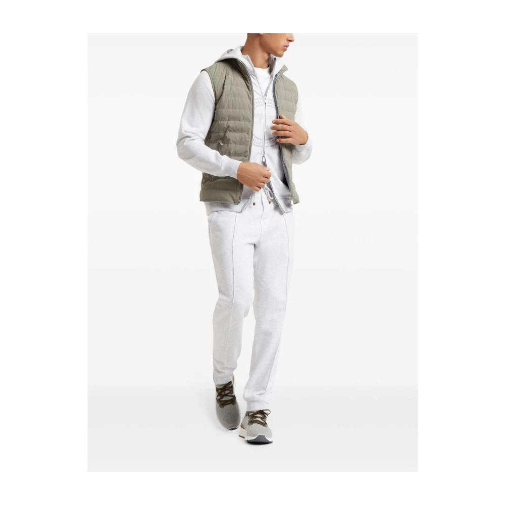 BRUNELLO CUCINELLI Gewatteerd Mouwloos Hoognek Jas Gray Heren