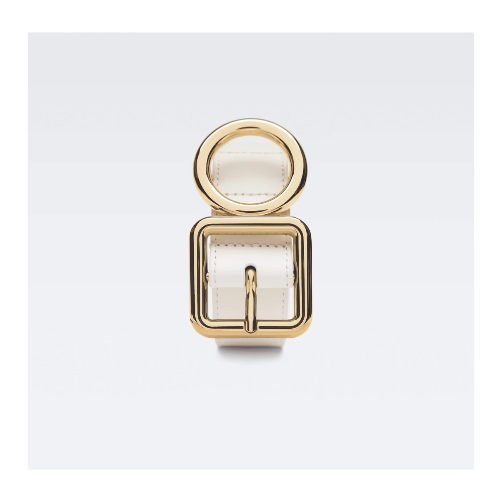 Jacquemus Cirkel Vierkant Gesp Leren Riem White Dames
