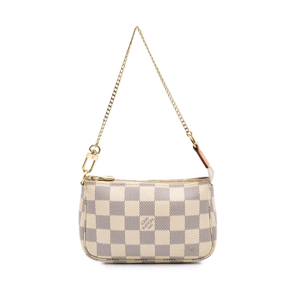 Louis Vuitton Vintage Women's White Pre-Owned Mini Pochette Canvas Chain Bag
