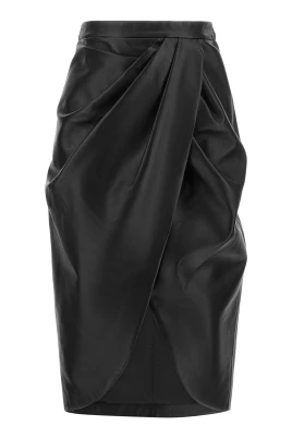 Draperad Lammskinnsmidikjol
