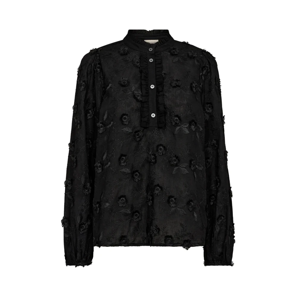 Freequent Geborduurde Bloemenblouse Black Dames