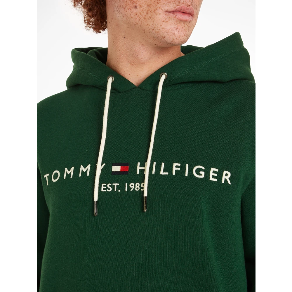 Tommy Hilfiger Groene Logo Hoody Sweater Green Heren